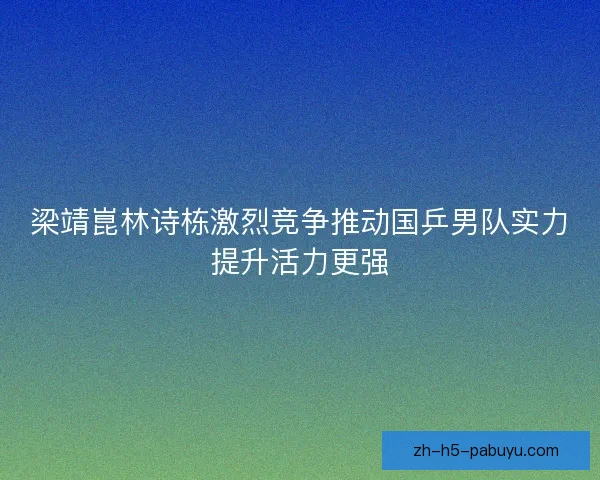 梁靖崑林诗栋激烈竞争推动国乒男队实力提升活力更强